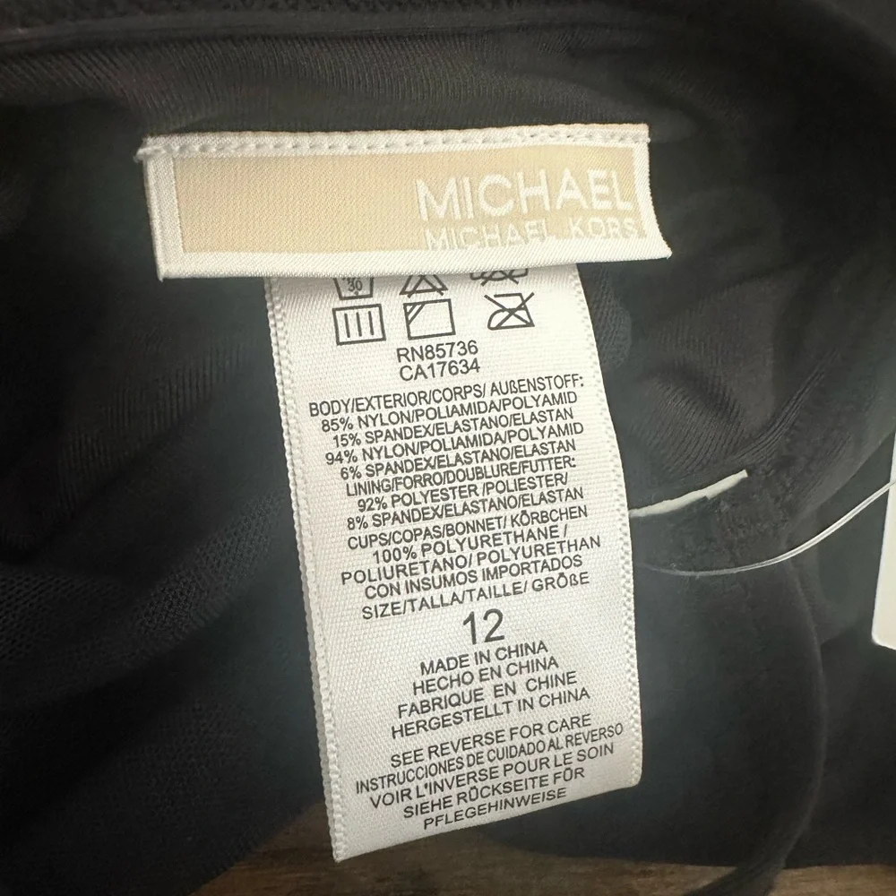 🆕 MICHAEL Michael Kors V-Neck One Piece in Black - Picture 5 of 8
